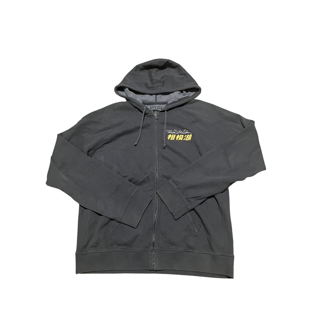 Lucky Brand Mens Lake Sagami Graphic Zip‎ Up Hoodie Black XL Vintage Inspired